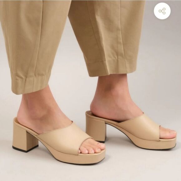 ATP Atelier Lumezzane Anthropologie Leather Slide On Block Heel Sandals 40 | 9.5 - Picture 1 of 14